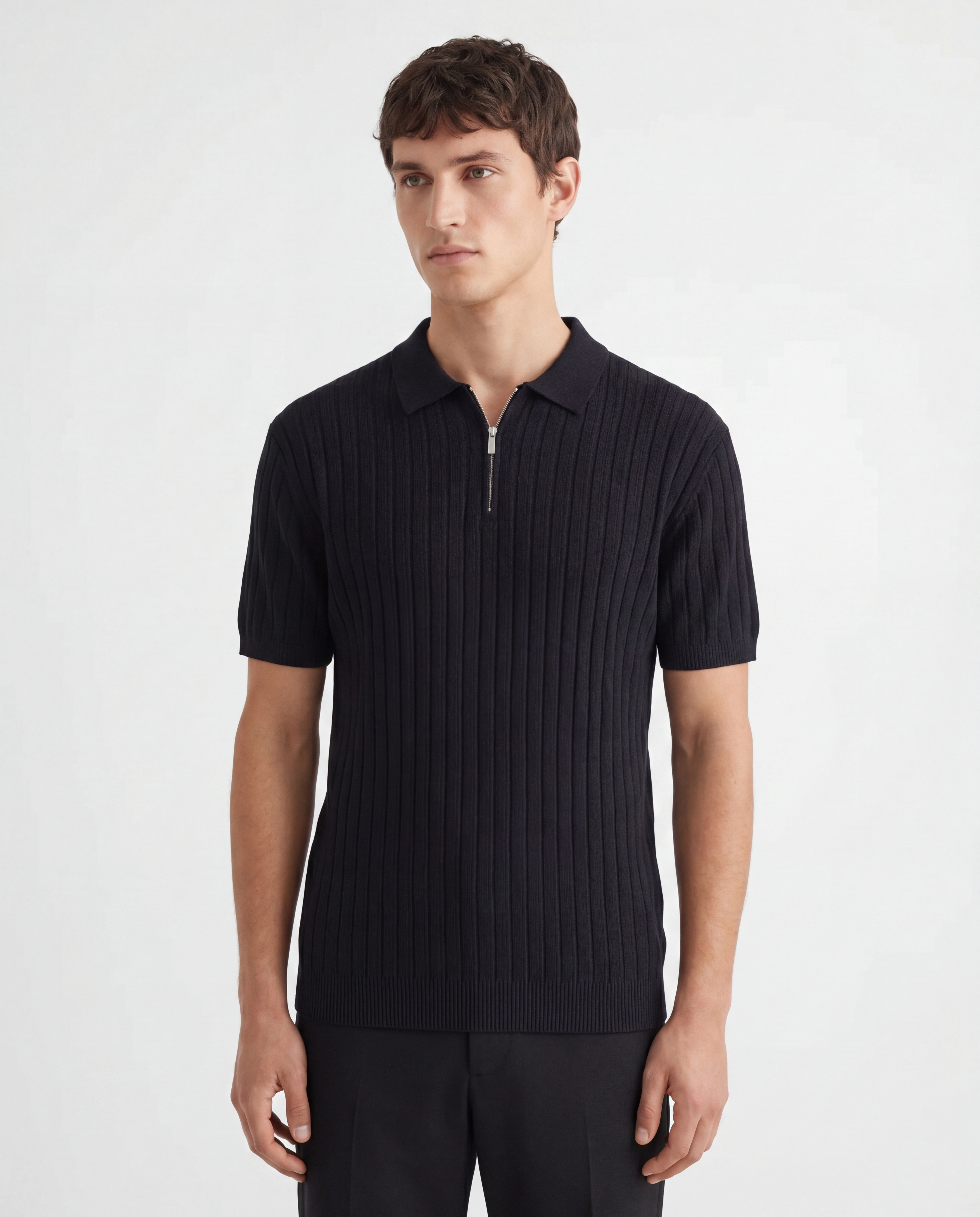 Czarna Polo W Stylu Włoskim