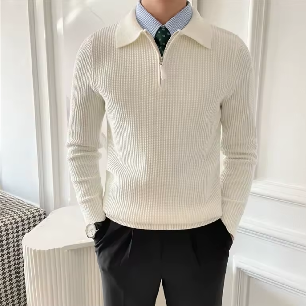 Sweter dziergany na suwak